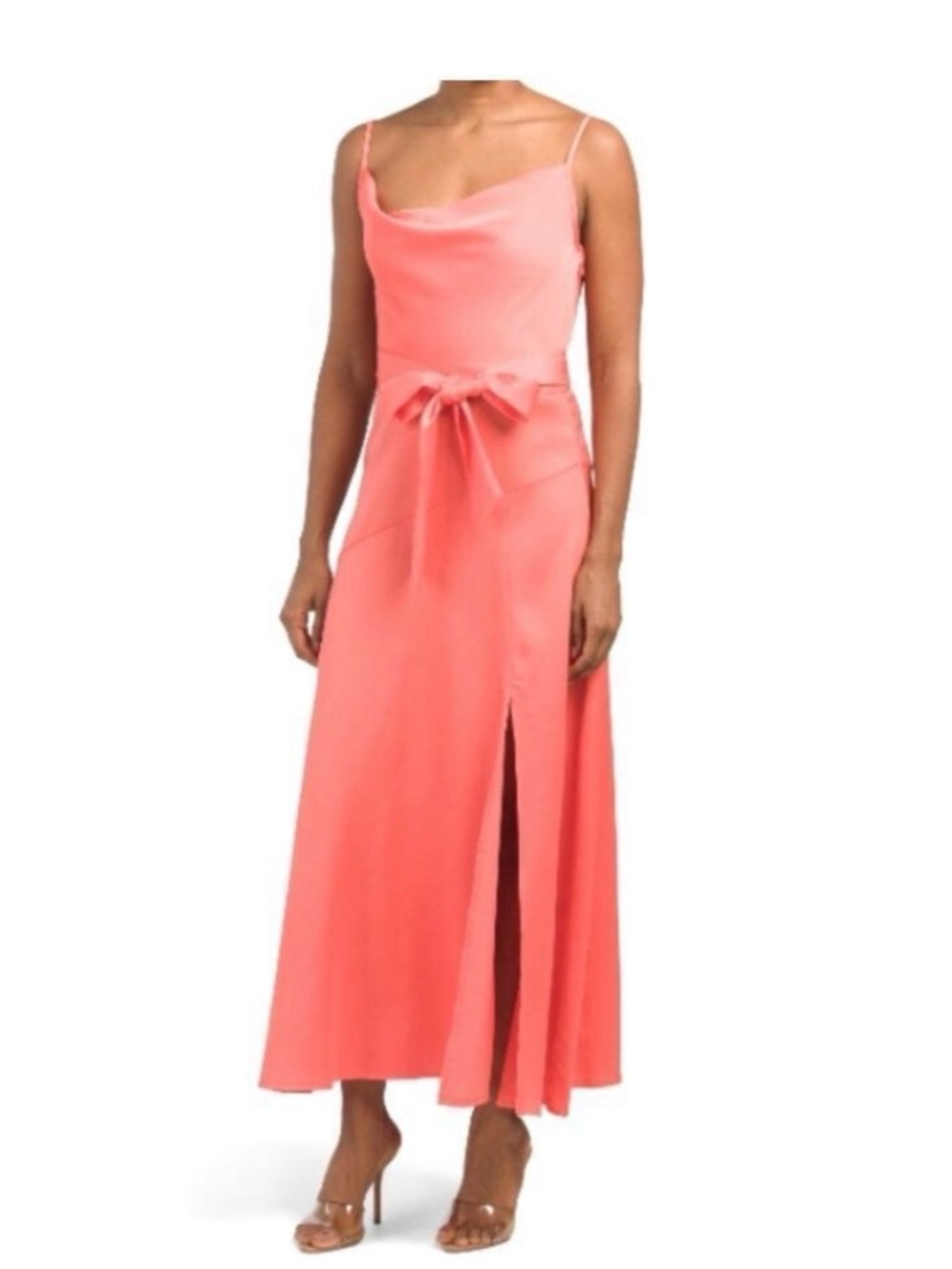 Taylor Satin Back Crepe Tie-Waist Cowlneck Maxi Dress size 10